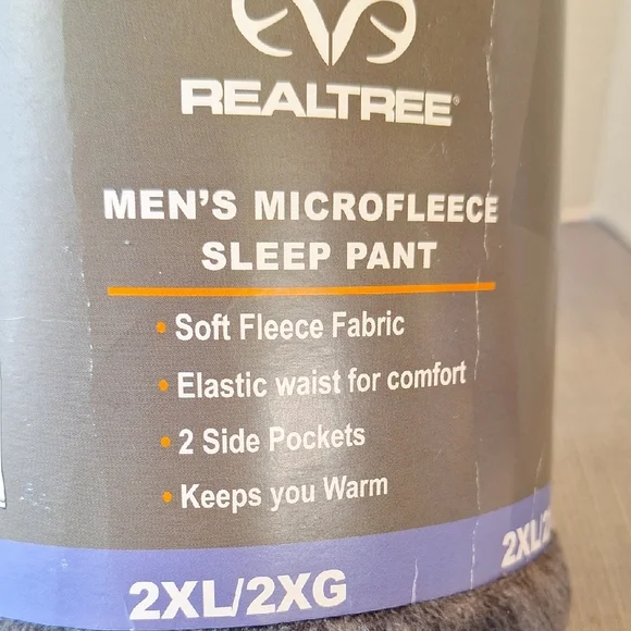 Realtree Gray Microfleece Lounge Pants. Size 2XL. NWT. Gray Camo Color. Pockets - Picture 3 of 5